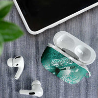 Personalised New Zealand Aotearoa Darts Masters AirPods Case Maori Art Tattoo with Tribal Dart Symbol Teal Color - Polynesian Pride