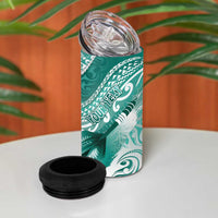 Personalised New Zealand Aotearoa Darts Masters 4 in 1 Can Cooler Tumbler Maori Art Tattoo with Tribal Dart Symbol Teal Color - Polynesian Pride