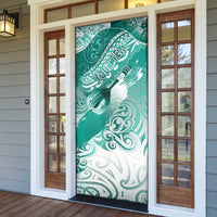 Personalised New Zealand Aotearoa Darts Masters Door Cover Maori Art Tattoo with Tribal Dart Symbol Teal Color - Polynesian Pride