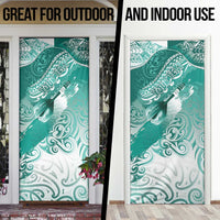 Personalised New Zealand Aotearoa Darts Masters Door Cover Maori Art Tattoo with Tribal Dart Symbol Teal Color - Polynesian Pride