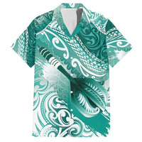 Personalised New Zealand Aotearoa Darts Masters Family Matching Puletasi and Hawaiian Shirt Maori Art Tattoo with Tribal Dart Symbol Teal Color - Polynesian Pride