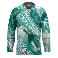 Personalised New Zealand Aotearoa Darts Masters Hockey Jersey Maori Art Tattoo with Tribal Dart Symbol Teal Color - Polynesian Pride