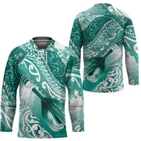 Personalised New Zealand Aotearoa Darts Masters Hockey Jersey Maori Art Tattoo with Tribal Dart Symbol Teal Color LT03 - Polynesian Pride