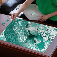 Personalised New Zealand Aotearoa Darts Masters Puzzle Maori Art Tattoo with Tribal Dart Symbol Teal Color - Polynesian Pride