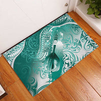 Personalised New Zealand Aotearoa Darts Masters Rubber Doormat Maori Art Tattoo with Tribal Dart Symbol Teal Color - Polynesian Pride