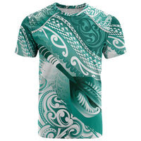 Personalised New Zealand Aotearoa Darts Masters T Shirt Maori Art Tattoo with Tribal Dart Symbol Teal Color - Polynesian Pride