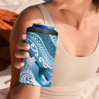 Personalised New Zealand Aotearoa Darts Masters 4 in 1 Can Cooler Tumbler Maori Art Tattoo with Tribal Dart Symbol Blue - Polynesian Pride