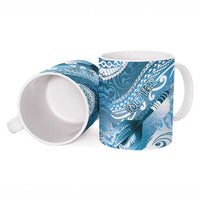 Personalised New Zealand Aotearoa Darts Masters Ceramic Mug Maori Art Tattoo with Tribal Dart Symbol Blue - Polynesian Pride