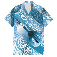 Personalised New Zealand Aotearoa Darts Masters Family Matching Short Sleeve Bodycon Dress and Hawaiian Shirt Maori Art Tattoo with Tribal Dart Symbol Blue - Polynesian Pride