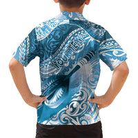 Personalised New Zealand Aotearoa Darts Masters Family Matching Summer Maxi Dress and Hawaiian Shirt Maori Art Tattoo with Tribal Dart Symbol Blue - Polynesian Pride