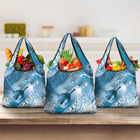 Personalised New Zealand Aotearoa Darts Masters Grocery Bag Maori Art Tattoo with Tribal Dart Symbol Blue - Polynesian Pride