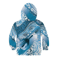 Personalised New Zealand Aotearoa Darts Masters Kid Hoodie Maori Art Tattoo with Tribal Dart Symbol Blue - Polynesian Pride