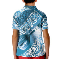 Personalised New Zealand Aotearoa Darts Masters Kid Polo Shirt Maori Art Tattoo with Tribal Dart Symbol Blue - Polynesian Pride