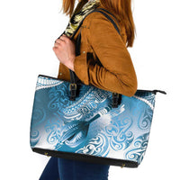 Personalised New Zealand Aotearoa Darts Masters Leather Tote Bag Maori Art Tattoo with Tribal Dart Symbol Blue - Polynesian Pride