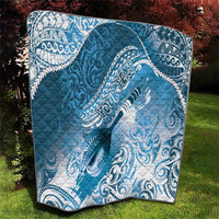 Personalised New Zealand Aotearoa Darts Masters Quilt Maori Art Tattoo with Tribal Dart Symbol Blue - Polynesian Pride