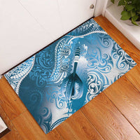 Personalised New Zealand Aotearoa Darts Masters Rubber Doormat Maori Art Tattoo with Tribal Dart Symbol Blue - Polynesian Pride
