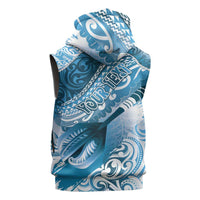 Personalised New Zealand Aotearoa Darts Masters Sleeveless Hoodie Maori Art Tattoo with Tribal Dart Symbol Blue - Polynesian Pride