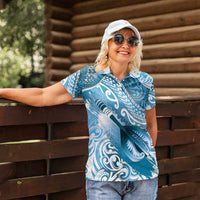 Personalised New Zealand Aotearoa Darts Masters Women Polo Shirt Maori Art Tattoo with Tribal Dart Symbol Blue - Polynesian Pride