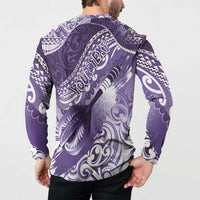 Personalised New Zealand Aotearoa Darts Masters Button Sweatshirt Maori Art Tattoo with Tribal Dart Symbol Purple - Polynesian Pride