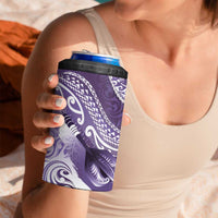 Personalised New Zealand Aotearoa Darts Masters 4 in 1 Can Cooler Tumbler Maori Art Tattoo with Tribal Dart Symbol Purple - Polynesian Pride