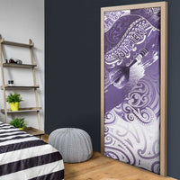 Personalised New Zealand Aotearoa Darts Masters Door Cover Maori Art Tattoo with Tribal Dart Symbol Purple - Polynesian Pride