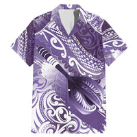 Personalised New Zealand Aotearoa Darts Masters Family Matching Mermaid Dress and Hawaiian Shirt Maori Art Tattoo with Tribal Dart Symbol Purple - Polynesian Pride