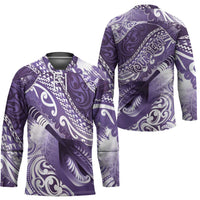 Personalised New Zealand Aotearoa Darts Masters Hockey Jersey Maori Art Tattoo with Tribal Dart Symbol Purple LT03 - Polynesian Pride