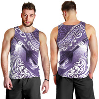 Personalised New Zealand Aotearoa Darts Masters Men Tank Top Maori Art Tattoo with Tribal Dart Symbol Purple - Polynesian Pride