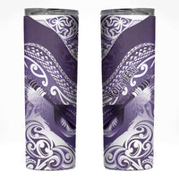 Personalised New Zealand Aotearoa Darts Masters Skinny Tumbler Maori Art Tattoo with Tribal Dart Symbol Purple - Polynesian Pride
