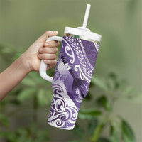 Personalised New Zealand Aotearoa Darts Masters Tumbler With Handle Maori Art Tattoo with Tribal Dart Symbol Purple - Polynesian Pride