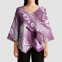 Personalised New Zealand Aotearoa Darts Masters Kimono Sleeve Blouse Maori Art Tattoo with Tribal Dart Symbol Pink - Polynesian Pride