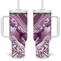 Personalised New Zealand Aotearoa Darts Masters Tumbler With Handle Maori Art Tattoo with Tribal Dart Symbol Pink - Polynesian Pride