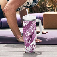 Personalised New Zealand Aotearoa Darts Masters Tumbler With Handle Maori Art Tattoo with Tribal Dart Symbol Pink - Polynesian Pride