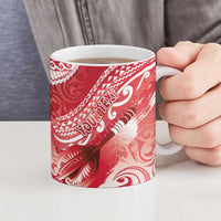 Personalised New Zealand Aotearoa Darts Masters Ceramic Mug Maori Art Tattoo with Tribal Dart Symbol Red - Polynesian Pride