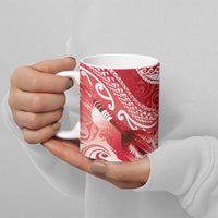 Personalised New Zealand Aotearoa Darts Masters Ceramic Mug Maori Art Tattoo with Tribal Dart Symbol Red - Polynesian Pride