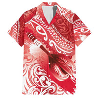 Personalised New Zealand Aotearoa Darts Masters Family Matching Puletasi and Hawaiian Shirt Maori Art Tattoo with Tribal Dart Symbol Red - Polynesian Pride