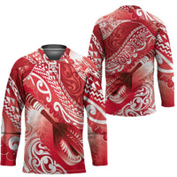 Personalised New Zealand Aotearoa Darts Masters Hockey Jersey Maori Art Tattoo with Tribal Dart Symbol Red - Polynesian Pride