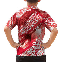 Personalised New Zealand Aotearoa Darts Masters Kid Hawaiian Shirt Maori Art Tattoo with Tribal Dart Symbol Red - Polynesian Pride