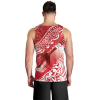 Personalised New Zealand Aotearoa Darts Masters Men Tank Top Maori Art Tattoo with Tribal Dart Symbol Red - Polynesian Pride