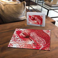 Personalised New Zealand Aotearoa Darts Masters Puzzle Maori Art Tattoo with Tribal Dart Symbol Red - Polynesian Pride