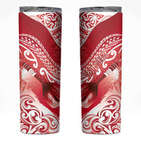 Personalised New Zealand Aotearoa Darts Masters Skinny Tumbler Maori Art Tattoo with Tribal Dart Symbol Red - Polynesian Pride