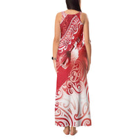 Personalised New Zealand Aotearoa Darts Masters Tank Maxi Dress Maori Art Tattoo with Tribal Dart Symbol Red - Polynesian Pride