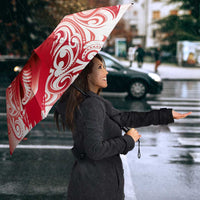 Personalised New Zealand Aotearoa Darts Masters Umbrella Maori Art Tattoo with Tribal Dart Symbol Red - Polynesian Pride
