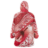 Personalised New Zealand Aotearoa Darts Masters Wearable Blanket Hoodie Maori Art Tattoo with Tribal Dart Symbol Red - Polynesian Pride