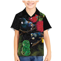 New Zealand Tui Family Matching Mermaid Dress and Hawaiian Shirt Guardians of the Hei Tiki - Maori Art and Plants