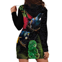 New Zealand Tui Hoodie Dress Guardians of the Hei Tiki - Maori Art and Plants LT03 - Polynesian Pride