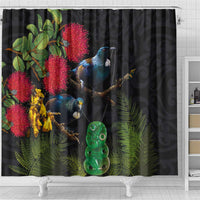 New Zealand Tui Shower Curtain Guardians of the Hei Tiki - Maori Art and Plants LT03 - Polynesian Pride