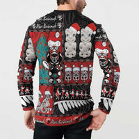 New Zealand Christmas Button Sweatshirt Maori Christmas Spirit - Meri Kirihimete LT03 - Polynesian Pride