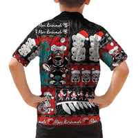 New Zealand Christmas Family Matching Off Shoulder Short Dress and Hawaiian Shirt Maori Christmas Spirit - Meri Kirihimete LT03 - Polynesian Pride