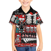 New Zealand Christmas Family Matching Off Shoulder Short Dress and Hawaiian Shirt Maori Christmas Spirit - Meri Kirihimete LT03 Son's Shirt Black - Polynesian Pride